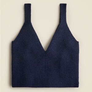 NWT J.Crew Cashmere Blend Cropped Sweater Tank Bralette ~ Sz XS ~ Navy Blue